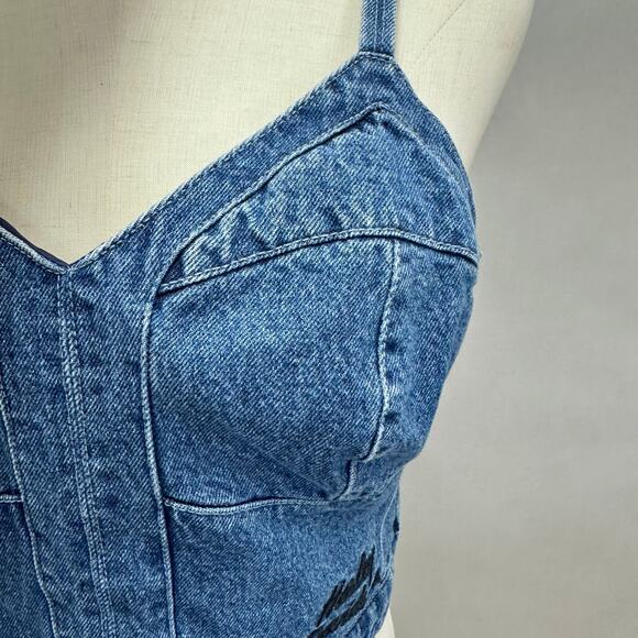 Vintage Y2K Harley Davidson Denim Bustier Crop Top Corset Style Tank Small - Picture 12 of 16